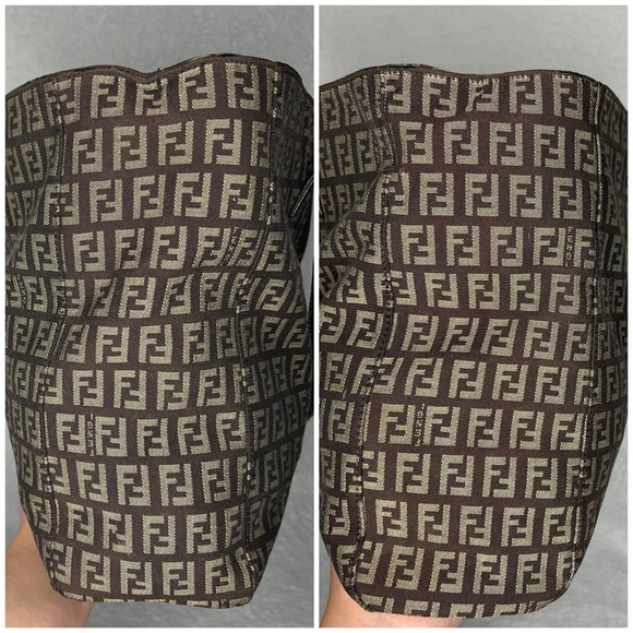 ✨✨✨✨SOLD✨✨✨✨ Fendi Roma Zucchino Authentic RARE Small Canvas Brown Beige Purse - Picture 8 of 10